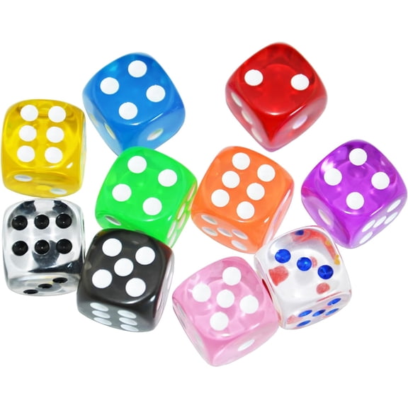 10-Pack D6 Six Sided 16mm Transparent Dice Die for DND, MTG, RPG, Tenzi, Yahtze, Bunco, Table Borad Games, Math Teaching