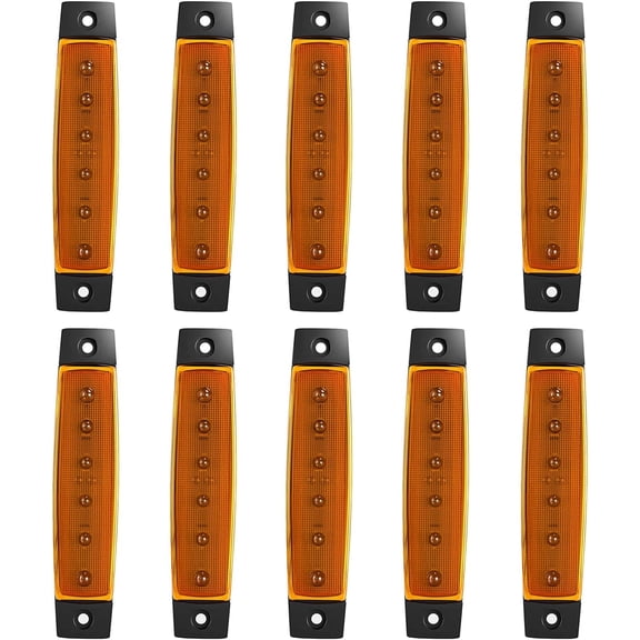 10 Pack DC 12V Red 3.8" 6 LED Trailer Side Marker Lights Clearance Bar Front Rear Signal Indicator Strip Waterproof Lamp for Truck Van Pickup ATV UTV RV Camper