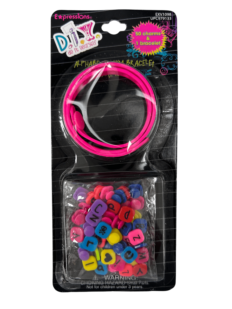 10 Pack DIY Alphabet Charm Bracelet Kit, 50 Unique Charms, 1 Bracelet, Perfect for Personalizing with Names, Initials, Phrases, Ideal for Beginners, Crafters, Gifts, Creative Fun, Bulk, Pink