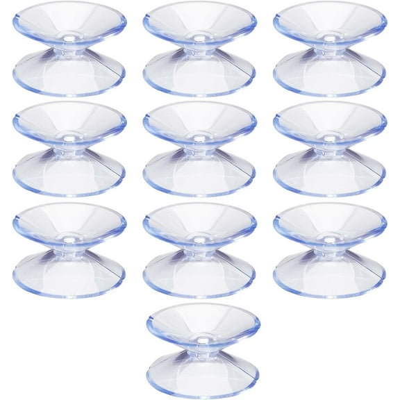 10 Pack DIY Small Suction Cups 30Mm Double Sided Suction Cups Hooks Clear Plastic Sucker Pads PVC Glass Table Bumpers Strong Adhesive Sucker Holders for Window Glass Christmas Lights
