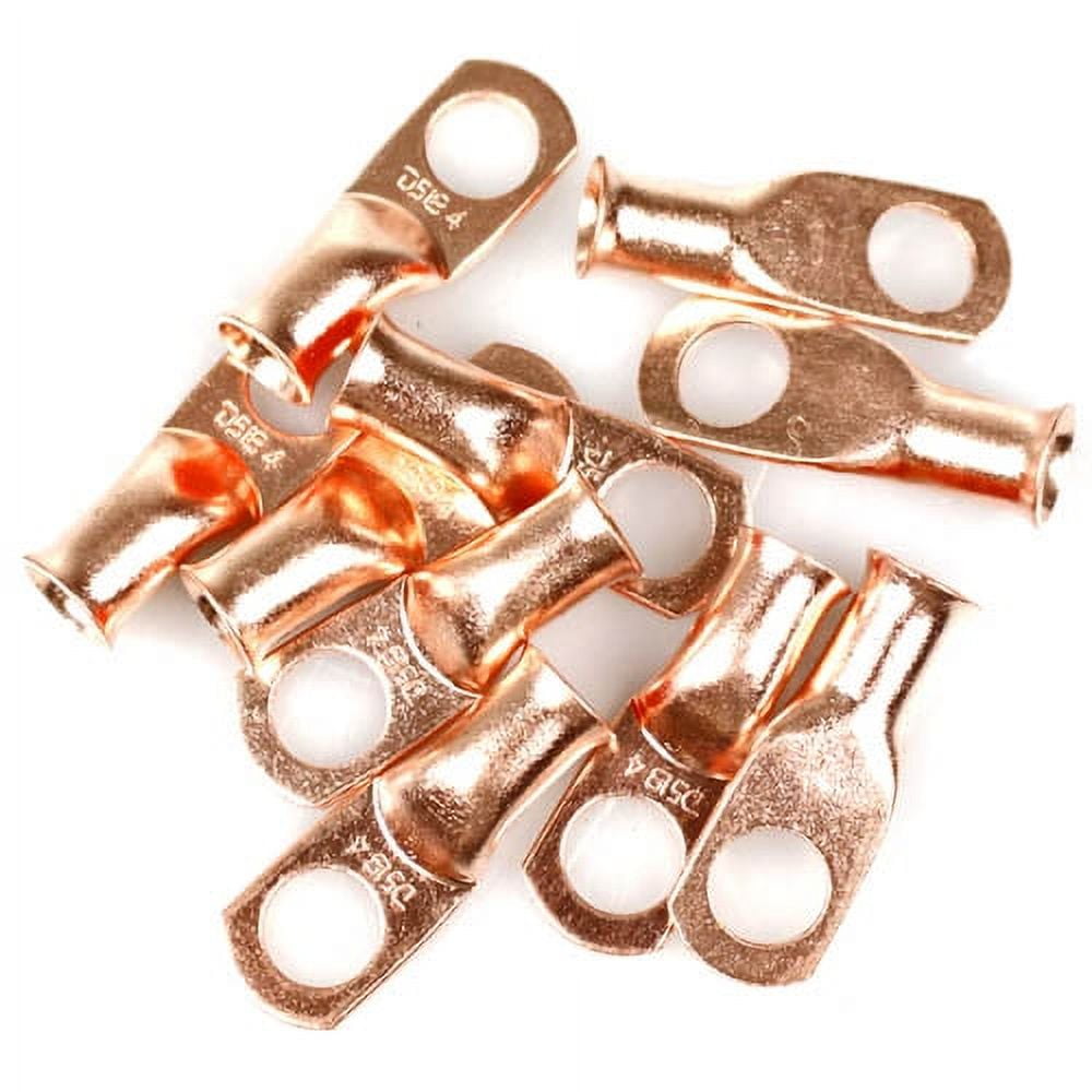 10 Pack DS18 4 Gauge Copper Ring Terminals Lug Car Audio Wire Connector