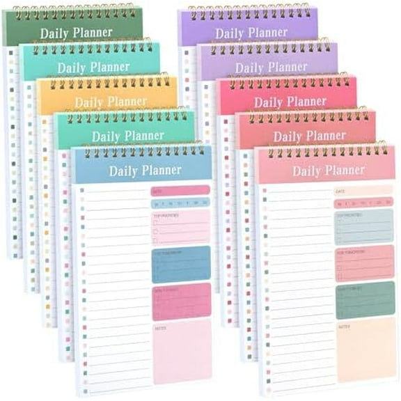 10 Pack Daily To Do List Notebook 5" x 8" Daily Planner 30 Sheets Spiral to Do List Notebook for Classroom Office Plan Work Schedule Checklist$$Office