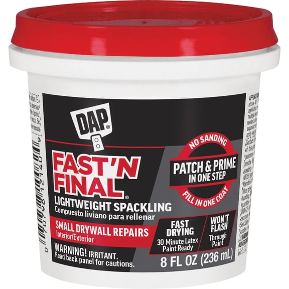 10 Pack Dap 12140 Fast 'n Final Interior/Exterior Lightweight Spackling RTU - White 8-oz