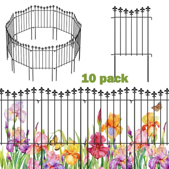 10 Pack Decorative Garden Fence Panels Animal Barrier for Dog Rustproof Borders