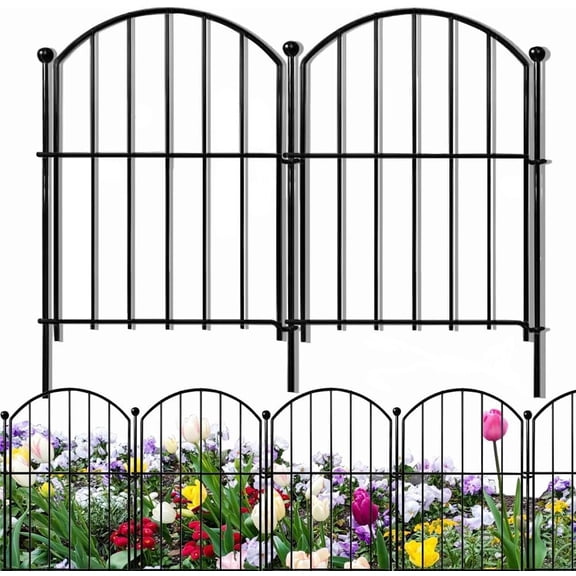 10 Pack Decorative Garden Fence Panels, Rustproof Metal Animal Barrier - Dog, Rabbit, Yard & Patio Fencing, Heavy Duty Wire Border for Flower Beds, Easy No Dig Installation