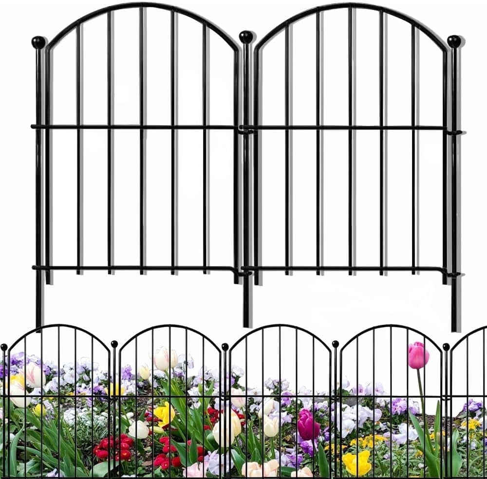 10 Pack Decorative Garden Fence Panels, Rustproof Metal Animal Barrier - Dog, Rabbit, Yard & Patio Fencing, Heavy Duty Wire Border for Flower Beds, Easy No Dig Installation