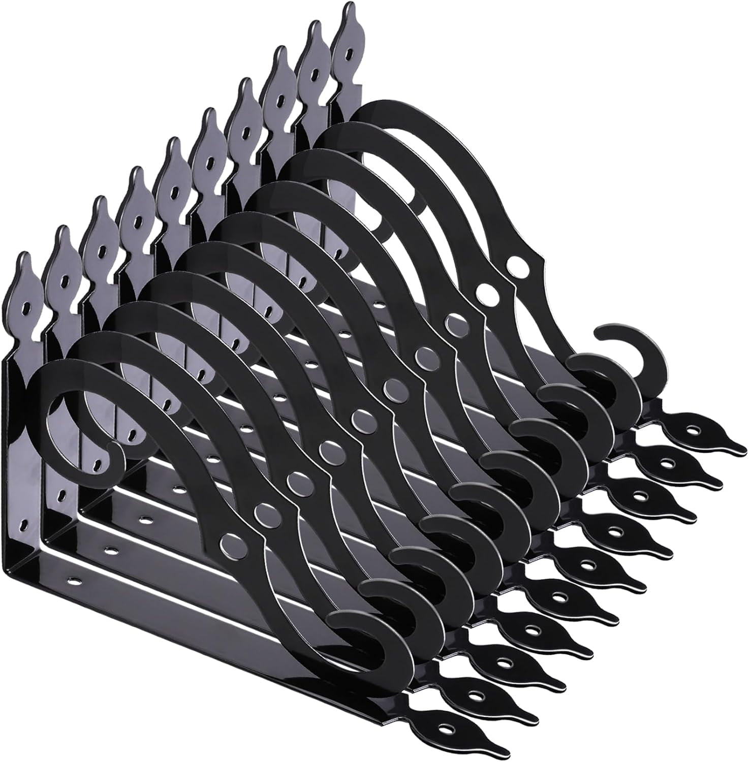 10 Pack Decorative Shelf Brackets,7.4Inch Wall Mounted L Shape Shelf Bracket,Heavy Duty Shelf Brackets for Shelves,Metal Corner Brace Right Angle Bracket Shelf Support with Screws,Black