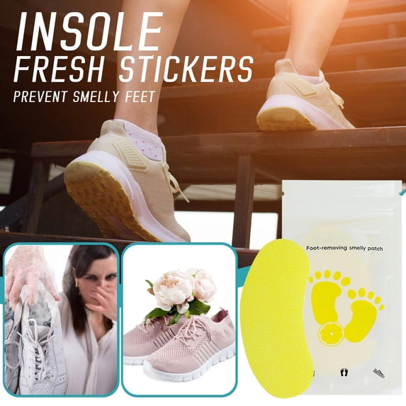 10-Pack Deodorizing Shoe Inserts - Foot Odor Eliminator Stickers with Traceless Adhesive.