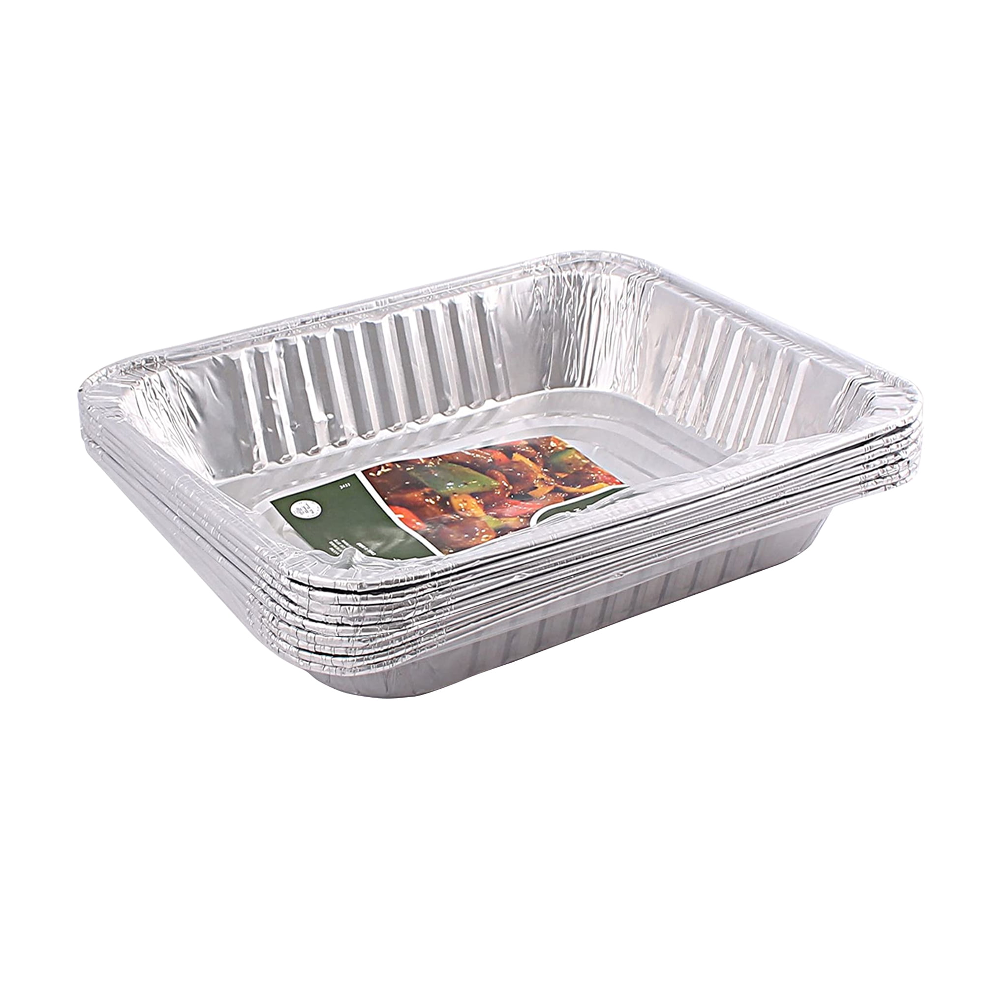 10 Pack Diplastible 9" x 13" Half Size Disposable Aluminum Foil Pans with Lids Take-Out Containers.