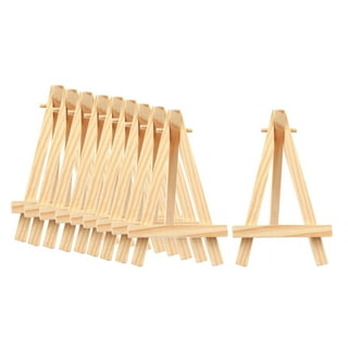12 Pack 5 Inch Mini Wood Display Easel Natural Wooden Tripod Holder Stand  for Displaying Small Canvases and Photos