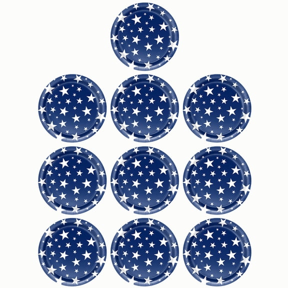 10 Pack Disposable Paper Plates with Star Pattern for Party Events and Gatherings Durable Round Tableware