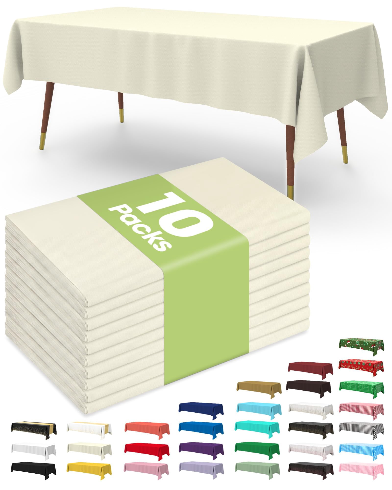 10 Pack Disposable Plastic Tablecloths, 54×108 Inch Rectangle Table ...