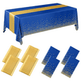 thumbnail image 1 of 10 Pack Disposable Plastic Tablecloths and Satin Table Runner Set for Wedding Birthday Baby Shower Anniversary Christmas New Year Party Decorations-Style 3, 1 of 7