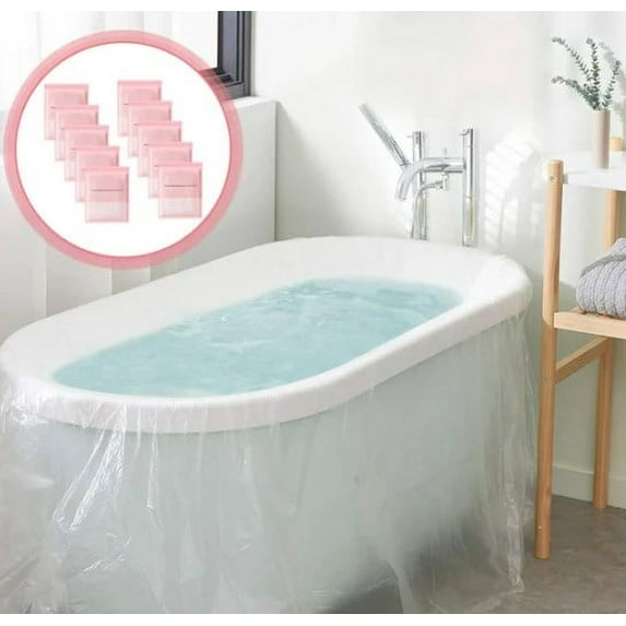 10 Pack Disposable Portable Bathtub Cover Liner, Large Bathtub Liner Plastic Bag, Household and Hotel Bath Tubs (102 x47 Inch)