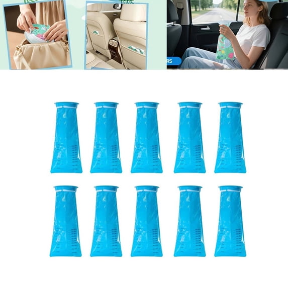10 Pack Disposable Vomit Bags, Leak Proof Motion Sickness Bags for Car Travel, Emergency Emesis Bags for Pregnant Women Nausea, Hospitals, Schools, Blue Plastic