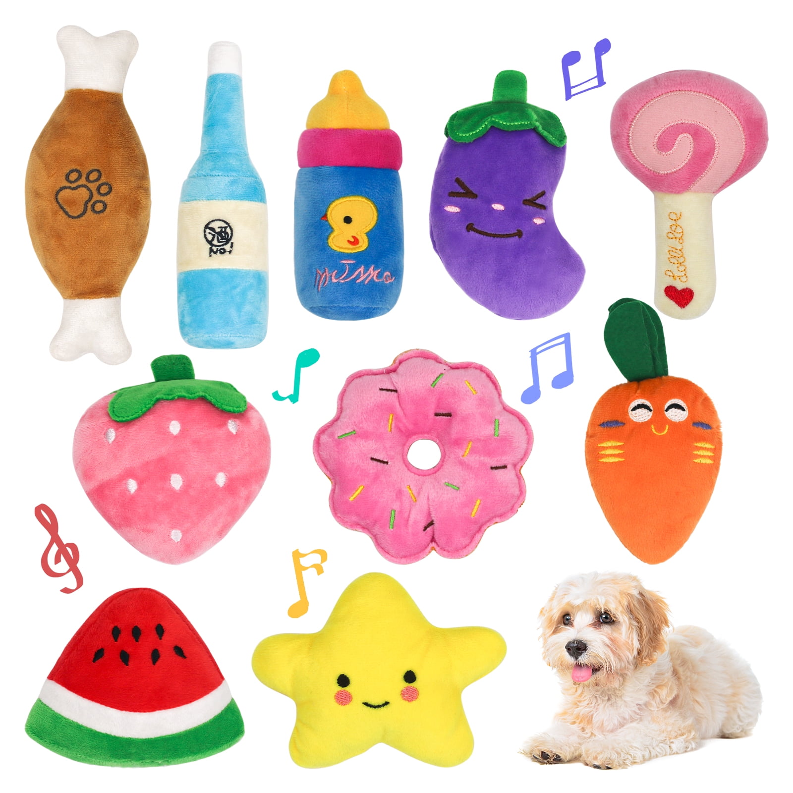 Shenmeida Dog Toy Squeaky Stuffed Dog Toys for Boredom %26 Stimulating  Play,Durable Pizza Shape Dog Stuffed Animals Chew Toy for Small Medium Dogs  