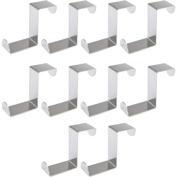 10 Pack Over The Door Hooks, Free Moving Adjustable Stainless Steel Hooks, Z-Shaped Reversible Door Hanger for Hanging Clothes, Towels, Coats and More (Silver)