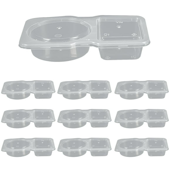 10 Pack Double Compartment Sauce Containers With Lids For Portion Control Salad Dressing Cups BPA Free Plastic 180ml