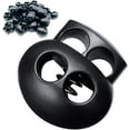 thumbnail image 1 of 10 Pack Double Hole Plastic Cord Locks, End Spring Oval Fastener Toggle Stopper Sliders for Drawstring Backpack Rucksack Craft Supplies, Black, 1 of 5