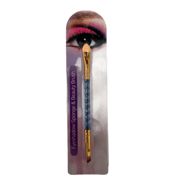 10 Pack Double Sided Eyeshadow Sponge and Beauty Brush, Dual End Applicator with Soft Bristles, Blending Sponge, Transparent Handle, Precise Pigment Control, for Beginners, Pros, Bulk, Blue