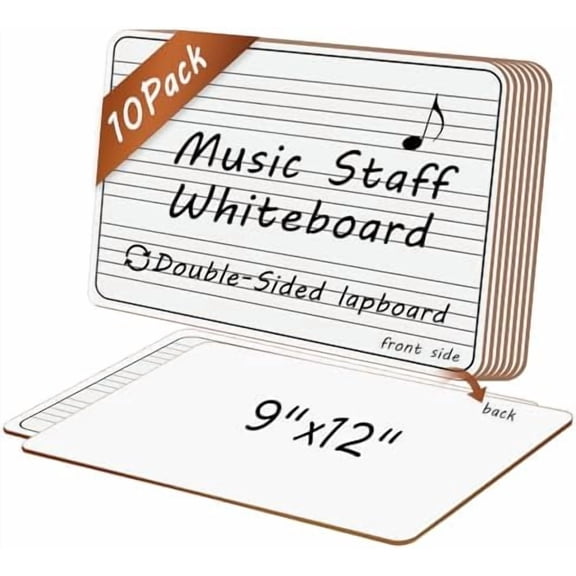 10 Pack Double Sided Music Staff Whiteboard -9''x12'' Keyboard Whiteboard Portable Durable Mini Dry Erase Board for Students Teachers Music Classroom Supplies Music Teacher Gifts