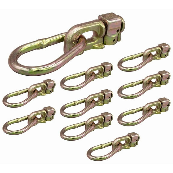 (10 Pack) Double Stud L Track Fitting w/Pear Link for L Track Rails - 5,000 lbs BS L Track Tie Down Accessories for Enclosed Truck, Trailer to Create Tie-Down Anchor Points