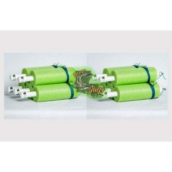 10 Pack Doug's Jugs Green Fishing Jugs with 10ft Line | Catfish Noodles | Catfish Jugs
