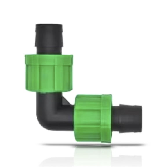 (10-Pack) Drip Irrigation Elbow 1/2" Universal Perma Connector Barbed Locking Fitting - Fits All Brands 16-17mm Drip Tape AG Tubing (10, Elbow)