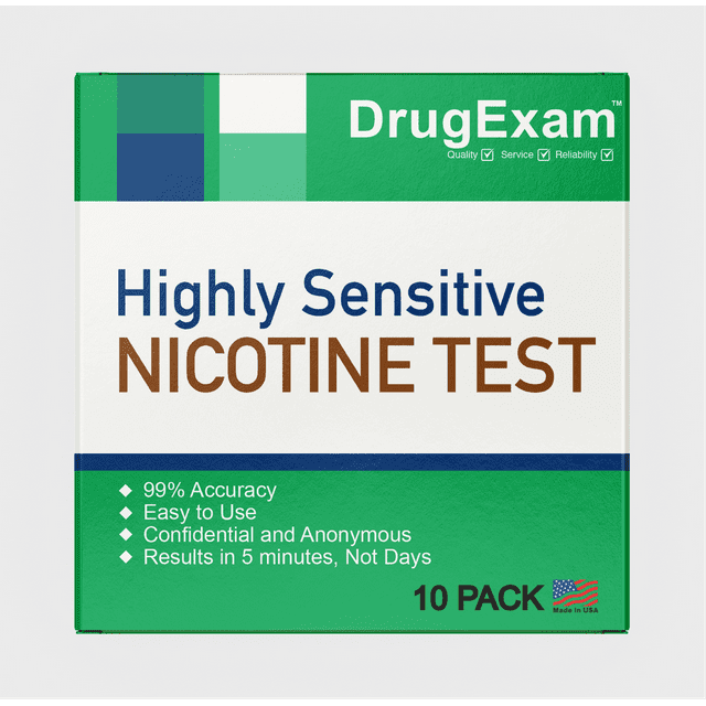 10 Pack DrugExam Made in USA, Nicotine Tobacco Cotinine Urine Test Strip Kit Urine Dip Strip