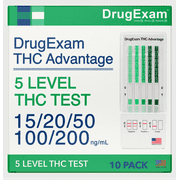 10 Pack - DrugExam THC Advantage, Made in USA Urine DruACg Test Kit. Multi Level THC Test, Testing at 15 ng/mL, 20 ng/mL, 50 ng/mL, 100 ng/mL, 200 ng/mL. Easy to Use, Detailed Instructions Included.