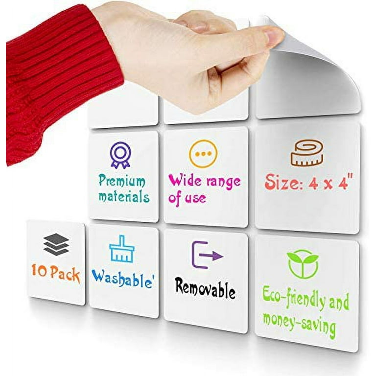 10 Pack Dry Erase Sticky Notes, Reusable Whiteboard Sticker (4X4 in) for  Office, Home, Eco-Friendly by AGPTEK