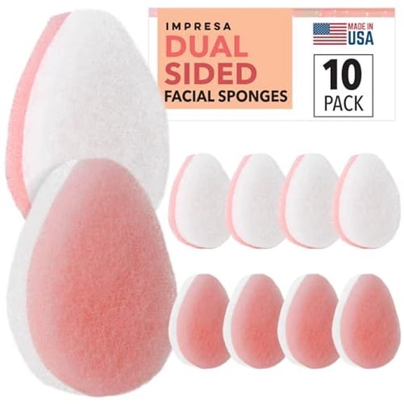 10 Pack Dual Sided Thick Facial Sponge for Daily Deep Cleansing, Gentle and Regular Exfoliating - Buff Facial Sponge Pads for Removing Dead Skin, Dirt, and Makeup -  (Normal to Oily)