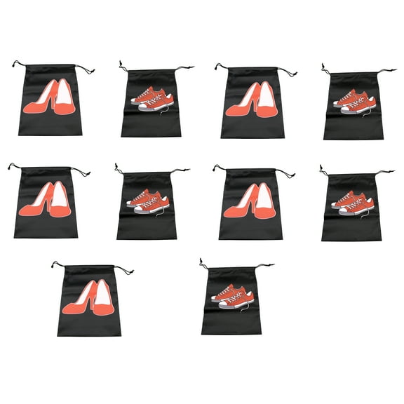 10-Pack Durable Drawstring Shoe and Sneaker Bags - 11.6" x 14.2" Oxford Cloth, Unisex Travel & Home Storage Solution