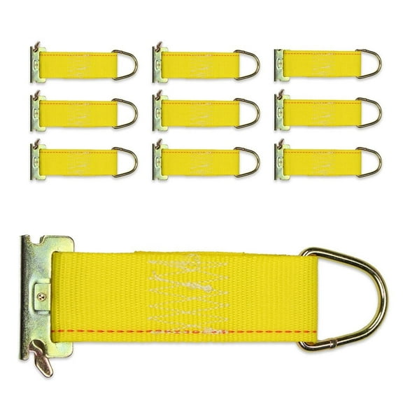 "10-Pack E-Track Rope Tie-Offs, 2"" x 6"" Yellow Rope Tieoff Cargo Tie-Downs w/ Etrack Spring Fittings for Load Securement Tiedown in Pickups, Trailers, Trucks, Boats, Vans, Cars, by DC Cargo Mall"