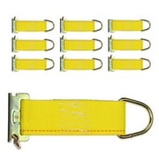 10-Pack E-Track Rope Tie-Offs, 2 x 6 Yellow Rope Tieoff Cargo Tie-Downs w/ Etrack Spring Fittings for Load Securement Tiedown in Pickups, Trailers, Trucks, Boats, Vans, Cars, by DC Cargo Mall
