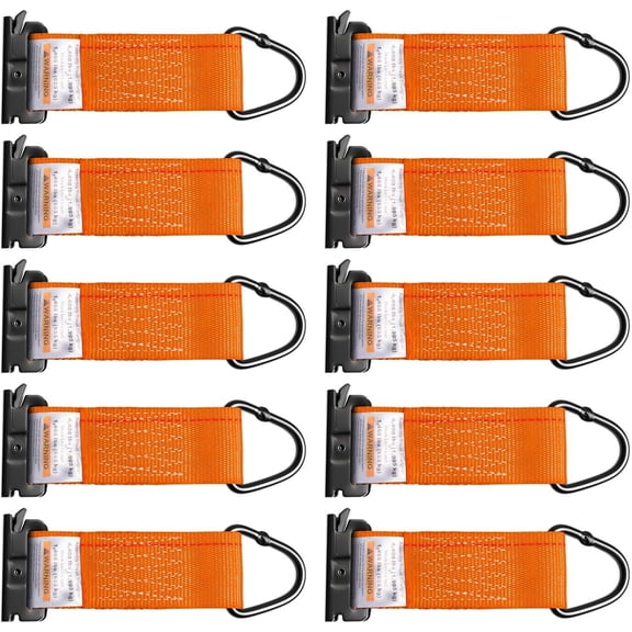 10-Pack E-Track Tie-Down Straps, 4400LBS Break Strength, Heavy-Duty Polyester with D-Rings, Compatible with E Track Systems,Orange