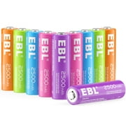10 Pack EBL AA NiMH Rechargeable Batteries 2500mAh - ( 5 Colors) Pre-Charged 1.2V Ni-MH Double A Battery