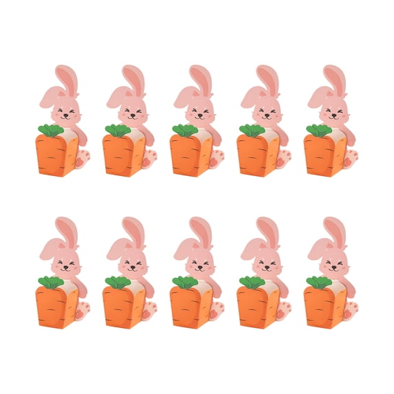 10 Pack Easter Bunny Carrot Treat Boxes, 3D Rabbit Candy Favor Boxes for Cookies Chocolate Easter Egg Hunt Spring Party Gift Box Decoration, 5.91x0.54 Inch