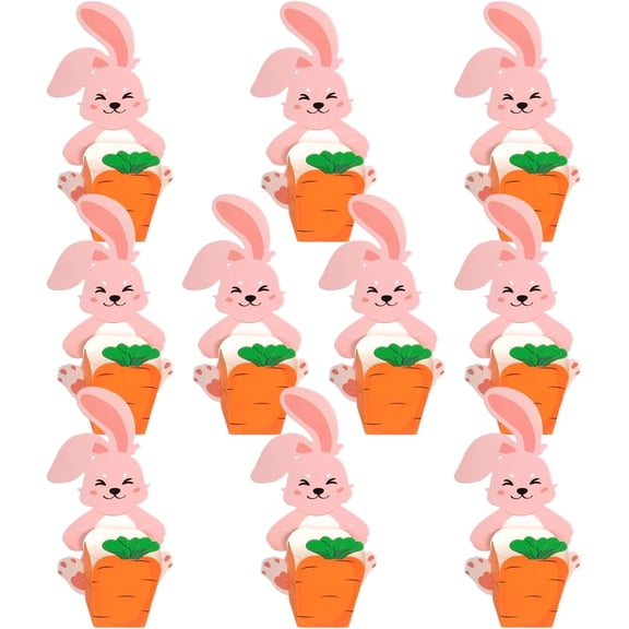 10-Pack Easter Bunny Hug Carrot Treat Boxes | 300g Cardboard Favor Containers for Candy, Cookies & Small Gifts | Fun Animal-Shaped Party Favors for Picnics, Egg Hunts & Holiday Tables(C)