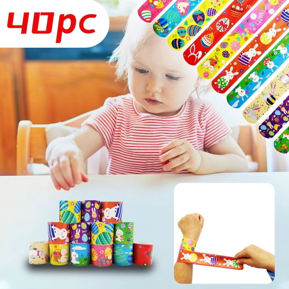 10 Pack Easter Slap Bracelets, Snap Wristbands for Kids Party Favors Spring Holiday Gift Bag Stuffers