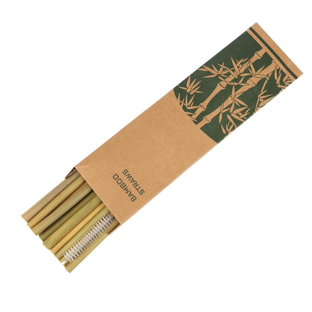 10-Pack Eco-Friendly Bamboo Straws, Reusable with Cleaning Brush, Sustainable Sipping Solution