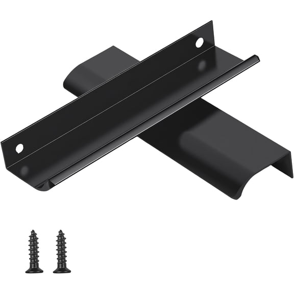 10 Pack Edge Finger Pulls for Cabinets 150mm/5.91" Length, Modern Drawer Concealed Tab Pulls, 128mm Hole Center Arc-Shaped Hidden Handles Home Cabinet, Matt Black