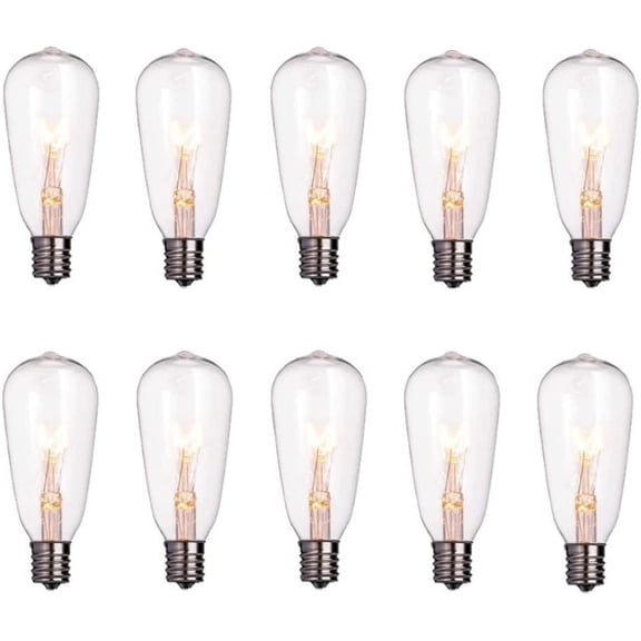 10 Pack Edison Replacement Light Bulbs for Outdoor String Lights, ST40 7W E17 Base Clear Glass Incandescent Bulbs Waterproof for Patio Backyard Bistro Cafe Garden Decorations, Warm White 2200K