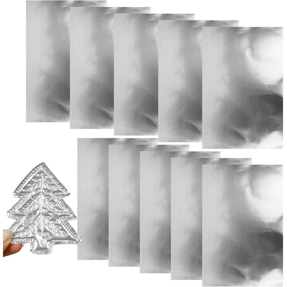 10-Pack Embossing Foil Sheets, Metal Gold & Silver Embossing Foil, DIY Aluminum Crafts Embossings Tin Sheets with 2 Rolls Wire and Engraving Tools