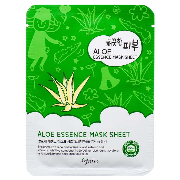 10 Pack) Esfolio Pure Skin Aloe Vera Essence Korean Face Mask Sheet  Soothing Moisturizing - Walmart.com