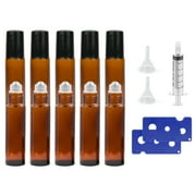 10 Pack Essential Oil Roller Bottles, 10ml Empty Glass Amber Roller Bottles, with Stainless Steel Roller Balls(2*Openers, 2*Funnels, 1*Syringes ), for Fragrance Liquids Traveling (10ml, Amber)