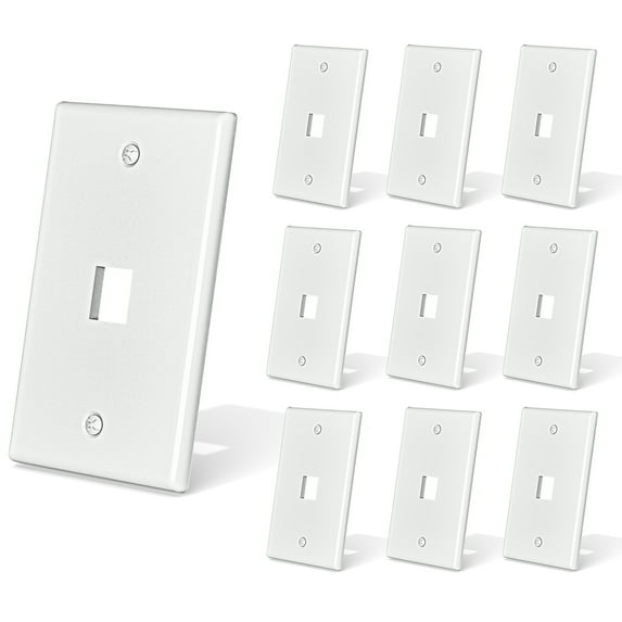 10-Pack Ethernet Keystone Wall Plates, Single Gang RJ45 Wall Plates for RJ45 Keystone Jack and Modular Inserts, Matte, White