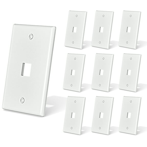10-Pack Ethernet Keystone Wall Plates, Single Gang RJ45 Wall Plates for RJ45 Keystone Jack and Modular Inserts, Matte, White
