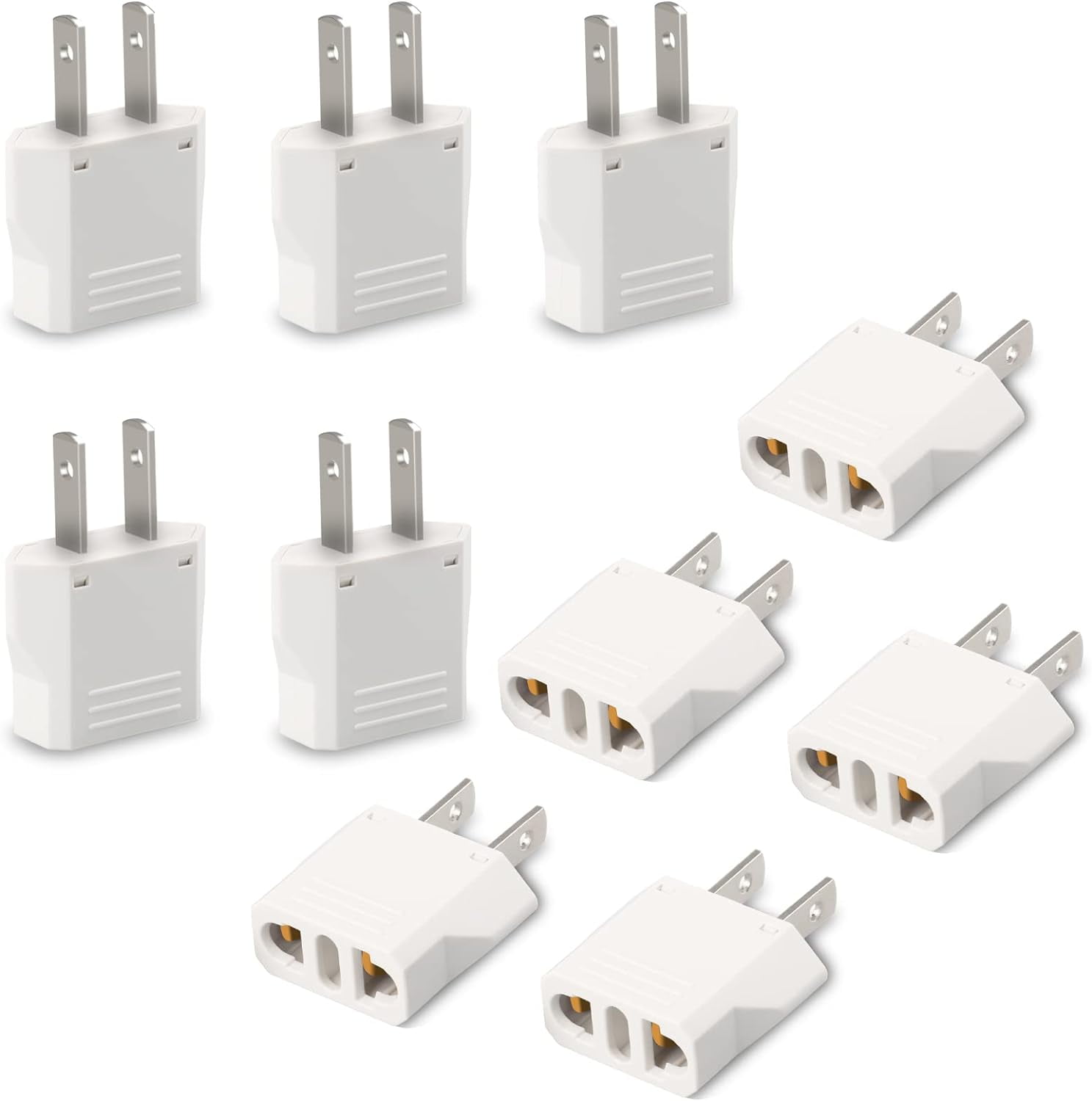 10 Pack European to US Plug Adapter, Plug Adapter European to American