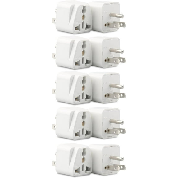 10 Pack European to US Plug Adapter, UK Australia Italy Israel India to US Plug Adapter, Universal Plug Adapter for American Travel-Type B, White